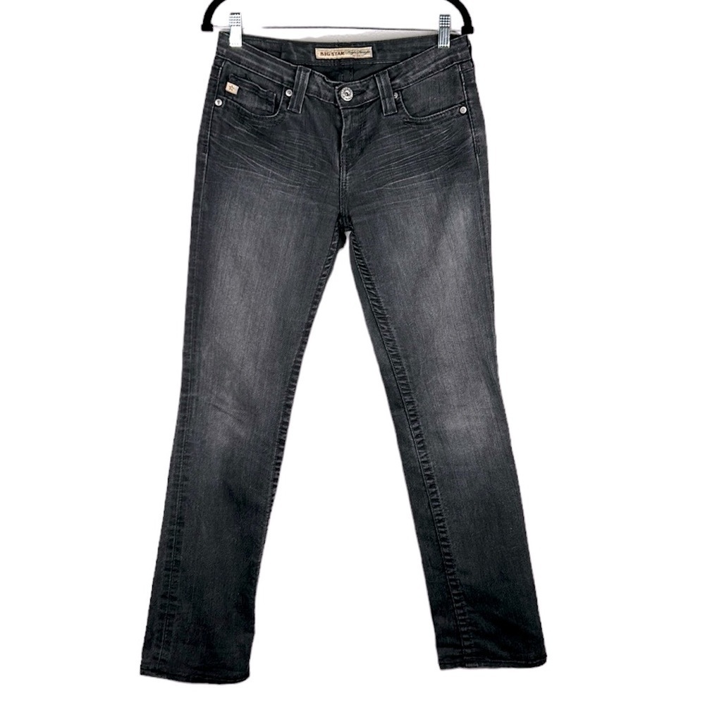 Big Star Kayla Straight Black Wash Mid Rise Fit Jeans Size 28